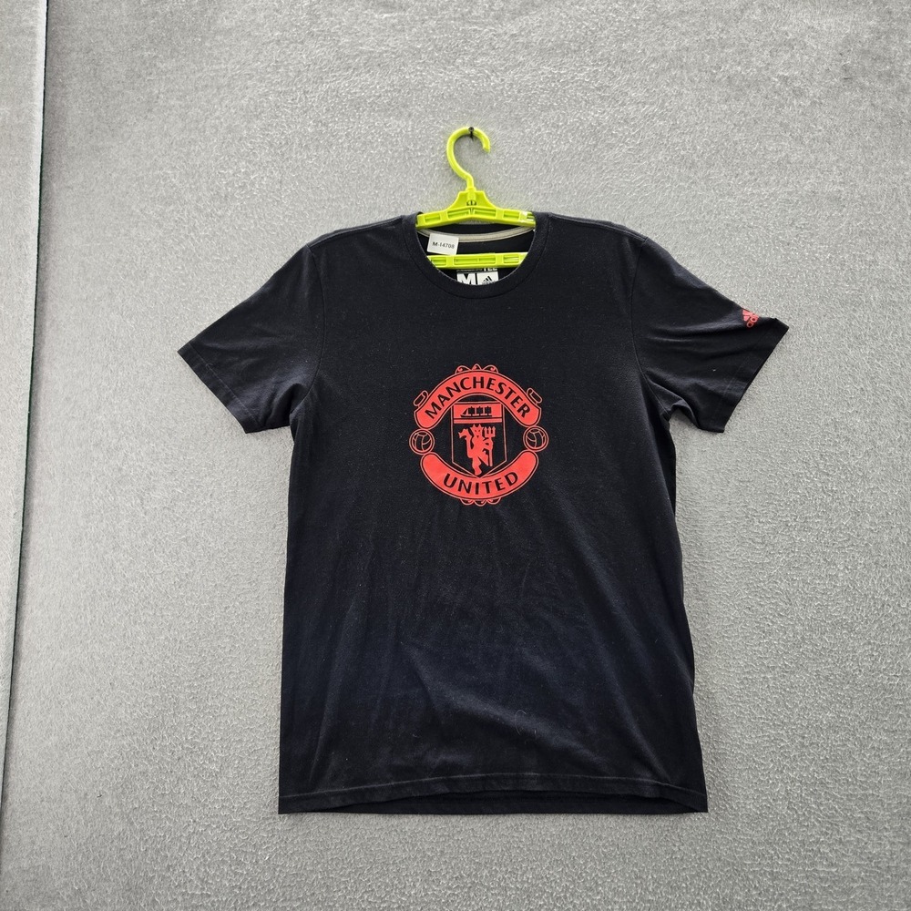 Manchester United Men Shirt M Black Adidas Go-To Performance Tee Activewear